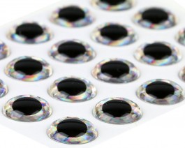 3D Epoxy Eyes, Holographic Silver, 8 mm